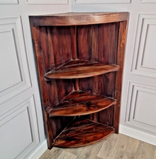 Retro Vintage Indian Hardwood Solid Wooden Corner Shelving Unit Shelf / Shelves
