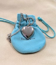 Tiffany & Co Italy 925 Sterling Silver Heart Locket & Link Chain Necklace 18"