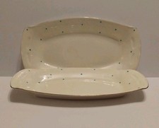 Pair of Vintage Royal Grafton Bone China Oval Sandwich Plates Green Spots