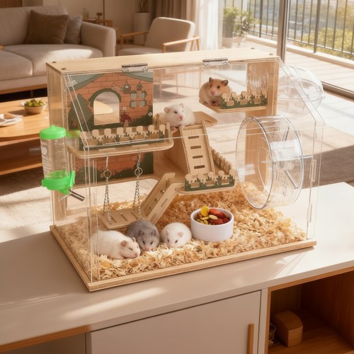 Wooden hamster cage - cage, 270°