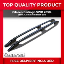 FITS CITROEN BERLINGO SWB 18> BLACK ALUMINIUM ROOF BARS RAILS RACK NO DRILL SET