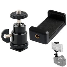 Universal Mobile Phone Holder Clip for Camera Hot Shoe Mount 1/4" Screw Tripo...