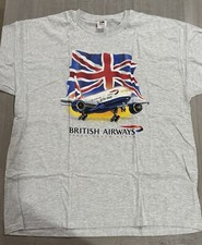 British Airways Boeing 777-200 w/ Union Jack Ash Gray T Shirt  - Size 2XL - New
