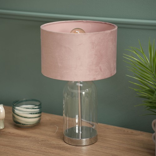 Glass table lamp chrome base - glass,