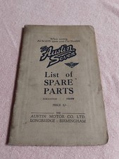 Austin Seven List Of Spare