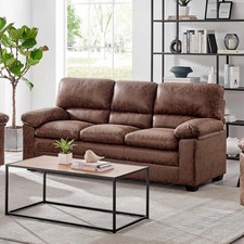 Oxford Sofa Suite Faux Leather - Walnut Brown