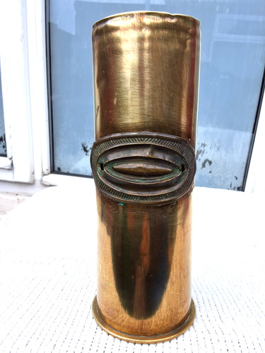Large solid brass trench art - large,