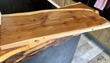 4 X Solid Hardwood YEW Live-Edge Floating Shelves – Predrilled, Ready to Fit