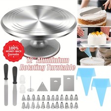 12'' Cake Turntable Aluminum Cake Revolving Stand Holder Cake Baking Decor Tools