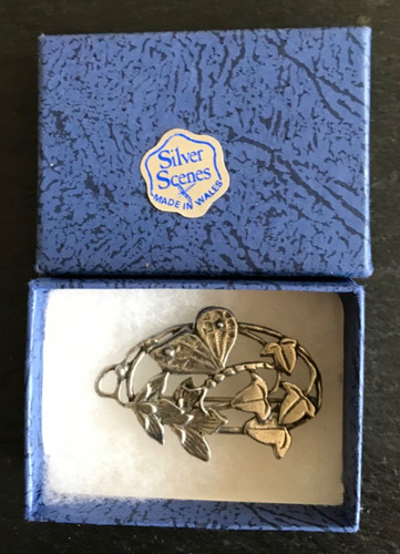 Silver scenes brooch - silver,