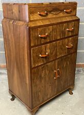 SUPERB WALNUT ART DECO TALLBOY CABINET/  HUGE STORAGE CHEST AMAZING VENEERS