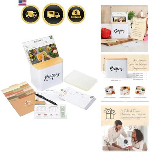 Recipe box with cards - cards, &
