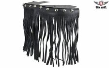 Black Studded Leather Floor Boards with Fringe For Passenger Motorcycle Bike PVC