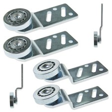 2 x STRAIGHT & 2 x OFFSET HANGING SLIDING DOOR ROLLER RUNNER STEEL BEARINGS