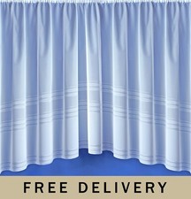 Hudson Striped Jardiniere Net Curtains Sheer Lace Panel Various Widths & Drops