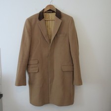DUCHAMP CHESTERFIELD COVERT COAT UK 40 CAMEL BROWN VELVET COLLAR ENGLAND ENGLISH