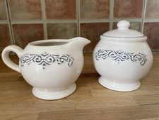 Paul Costelloe Dunnes Stores Milk Jug and lidded Sugar Bowl set white