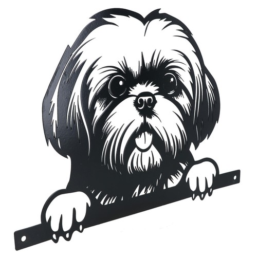 Black metal peeking shih - shih, tzu