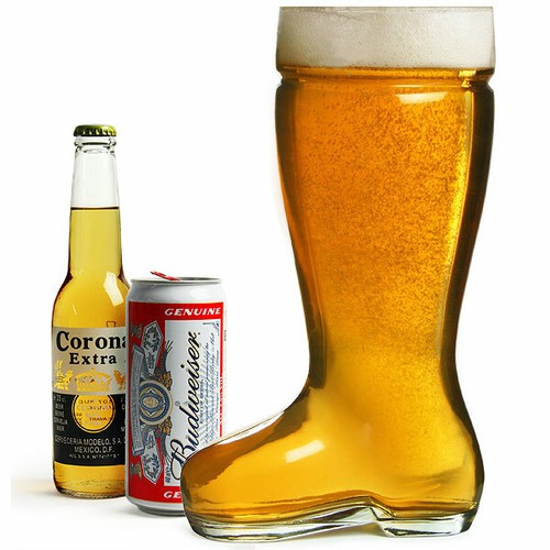 Giant glass beer boot pint - boot, 3.5