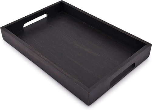 Acacia wood rectangle black - acacia,