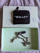Authentic OFF-WHITE Chain Wallet New Black Leather Fairly Priced 
