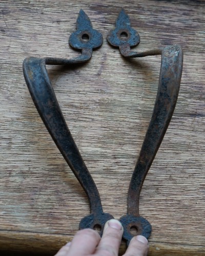 Pair antique hand forged - antique, iron