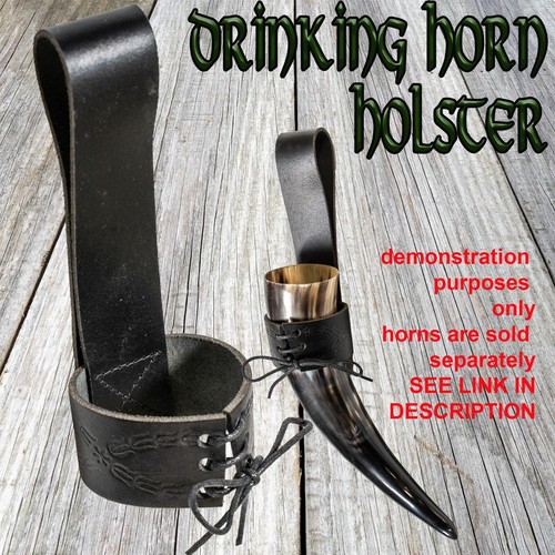 Drinking horn leather - horn,