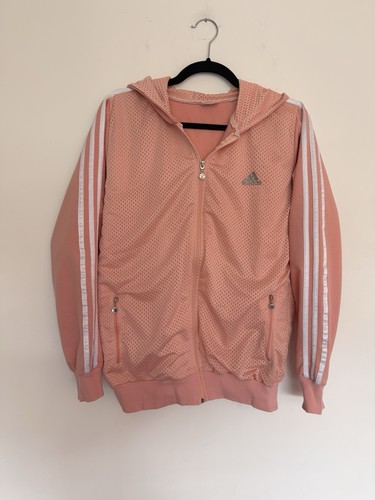 Pink mesh adidas tracksuit zip - pink,