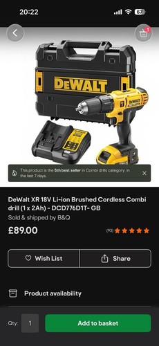 Dewalt 18v ion brushed - 18v,