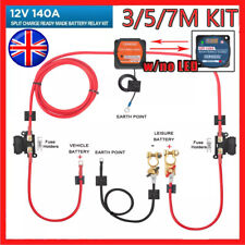 3-7M Ready Made Split Charge Relay Kit 12v 140 AMP VSR 110Amp Lead T4 T5 Camper