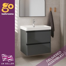 600mm Grey Gloss Wall Hung