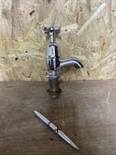 HUGE Vintage Cold Water Tap Chromed Brass Antique Nickel Art Deco x1