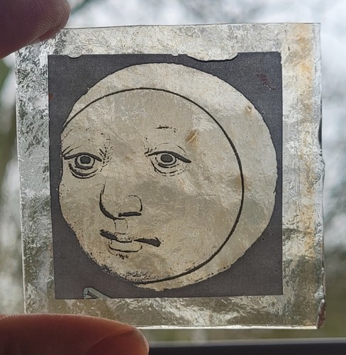 Stained glass moon piece - glass,