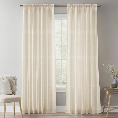 Natural linen voile curtain - voile,