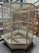 Parrot-Supplies Denver XL Macaw Corner Parrot Cage - Stone , Huge Macaw Cage,