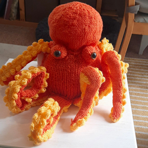 Handmade hand knitted - , orange