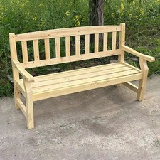 UK 3 Seater Wooden Bench Garden Seat Solid Wood Patio Outdoor Bench Chair Home