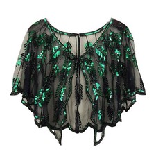 1920s Sequin Shawl Wraps Cape Shrug Up Gatsby Bridal Wedding Evening For Women's