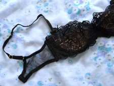 Agent Provocateur 34C Black Lace Underwired Bra Opaque