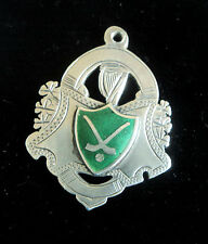 Irish Vintage Sterling Silver & Enamel Fob Medal - Hurling /Shinty - Dublin 1944