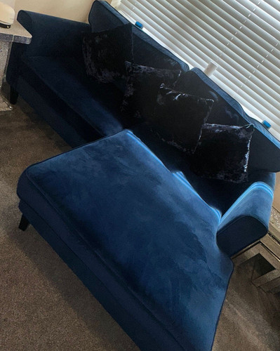 Dfs blue velvet sofa - blue,
