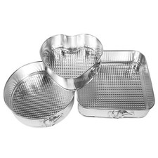 Set of 3 Novelty Spring Form Cake Baking Tins Heart Round Square Moulds Oven