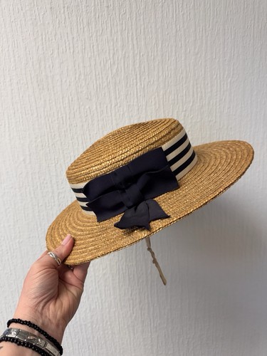Laura ashley straw boater hat - straw,