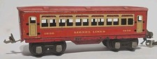 LIONEL LINES O GAUGE CLOCKWORK TINPLATE COACH CARRIAGE 1690 IN RED