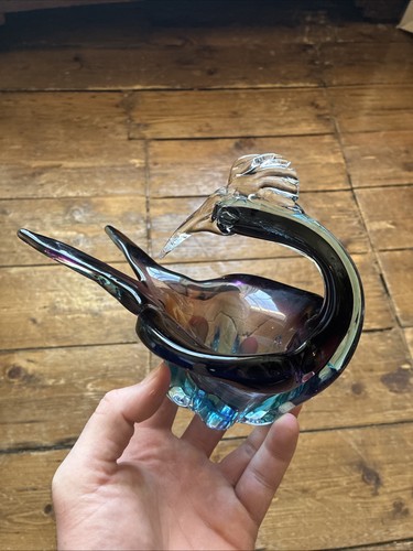 Vintage murano glass swan - glass,