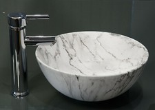 Marble Round Sink Basin Ceramic Marble Effect stylish Surface Mounted Modern