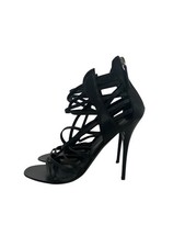 Giuseppe Zanotti Black Strappy Leather Heels with Zip at Back, Sz 36