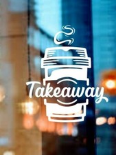 takeaway cup window sign signage, door advertising decal sticker shopping 