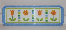 Vintage Rayware melamine serving tray, flower design, 42cm x 14 cm, good cond