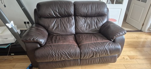 Brown leather seater sofa - leather, 2-seater